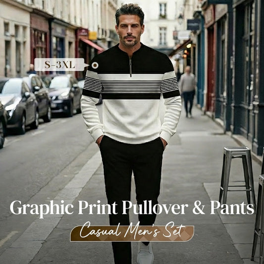 🔥🧵 Men's Graphic Print Pullover & Pants Set – Bold streetwear style. Ultimate comfort for lounging or errands. 🎨👖 Complete look, zero effort. Shop now!